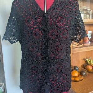 Elegant Black Lace Crochet Top